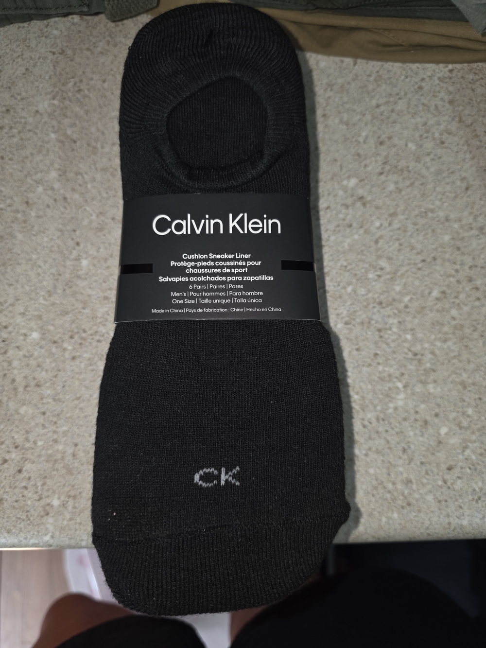 Calvin Klein Men's Black Cushion Sneaker Liner Socks